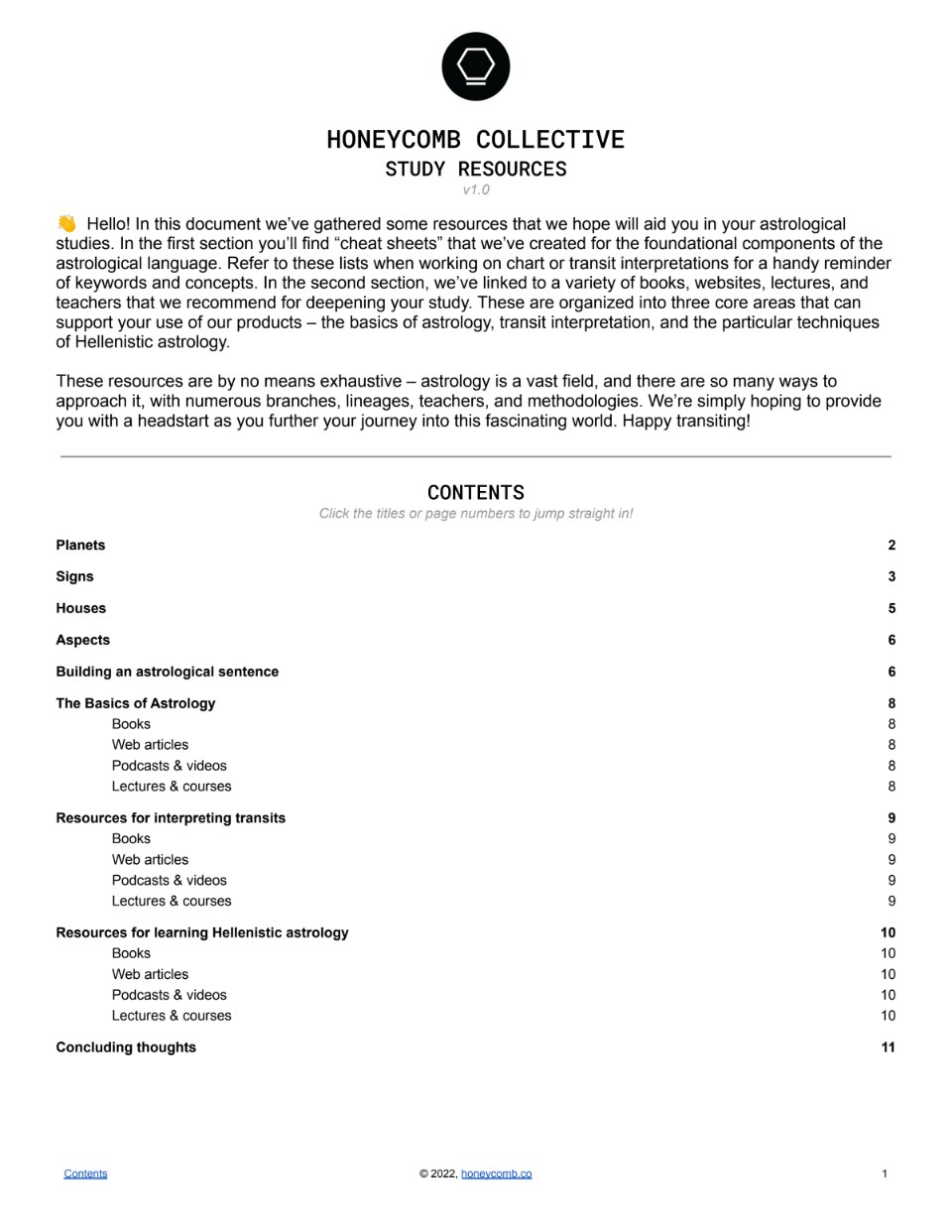 Cover of the Honeycomb study resources PDF